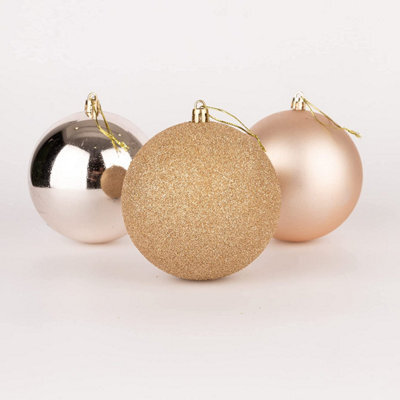 Shatchi 60mm/18Pcs Christmas Baubles Shatterproof Champagne Gold,tree Decorations - image 1
