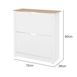 White Narrow Shoe Cabinet With Flip Drawers - thumbnail 2
