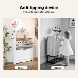 White Narrow Shoe Cabinet With Flip Drawers - thumbnail 6