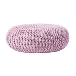 Homescapes Pastel Pink Large Round Cotton Knitted Pouffe Footstool
