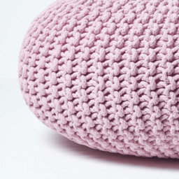 Homescapes Pastel Pink Large Round Cotton Knitted Pouffe Footstool - thumbnail 4