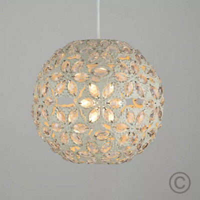 Jewelled Ball Ceiling Pendant Light Shade Cream Moroccan Style Lighting Easy Fit - image 1