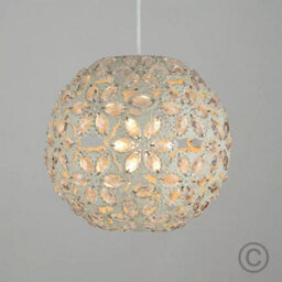 Jewelled Ball Ceiling Pendant Light Shade Cream Moroccan Style Lighting Easy Fit - thumbnail 1
