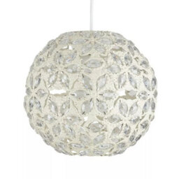 Jewelled Ball Ceiling Pendant Light Shade Cream Moroccan Style Lighting Easy Fit - thumbnail 4