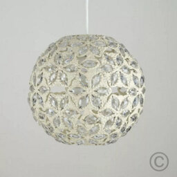 Jewelled Ball Ceiling Pendant Light Shade Cream Moroccan Style Lighting Easy Fit - thumbnail 2