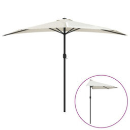 Berkfield Balcony Parasol With Aluminium Pole Sand 300X150 Cm Half - thumbnail 2