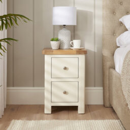 The Furniture Market Marbury Cream Painted Slim 2 Drawer Bedside Table Narrow Nightstand For Small Spaces Solid Wood Brushed Nickel Handles - thumbnail 4