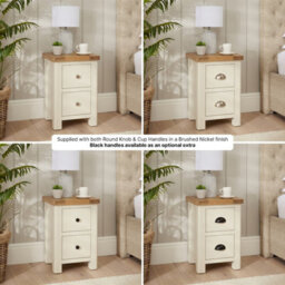 The Furniture Market Marbury Cream Painted Slim 2 Drawer Bedside Table Narrow Nightstand For Small Spaces Solid Wood Brushed Nickel Handles - thumbnail 5