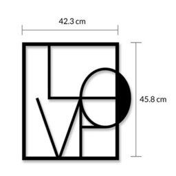 Decortie Modern Metal Wall Art Love Theme Home Ornament Decorative Minimalist Design Hanging Wall Sculpture, Black - thumbnail 4