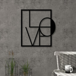 Decortie Modern Metal Wall Art Love Theme Home Ornament Decorative Minimalist Design Hanging Wall Sculpture, Black - thumbnail 3