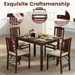 Gainoom Folding White Dining Chairs Set Of 2 Wooden Kitchen Side Chairs W/ Padded Seat - thumbnail 7