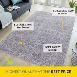 Wadan Modern Shaggy Rug 5Cm Thick Soft Pile, Nonslip Washable Area Rug, Soft Touch Carpet, Silver, 60 X 110Cm - thumbnail 3