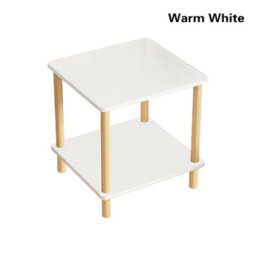 Warm White 2-Tier Narrow Sofa End Side Table With Storage Shelf - thumbnail 3