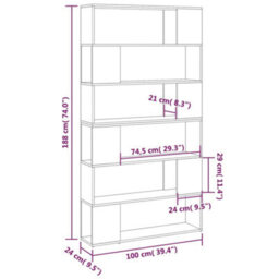 Berkfield Book Cabinet Room Divider Concrete Grey 100X24X188 Cm - thumbnail 8