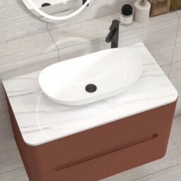 Royal Bathrooms Venice 800mm Terracotta Clay Wall Mounted Bathroom Countertop Vanity Unit 2 Drawer With Cesar Basin - thumbnail 6