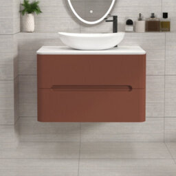 Royal Bathrooms Venice 800mm Terracotta Clay Wall Mounted Bathroom Countertop Vanity Unit 2 Drawer With Cesar Basin