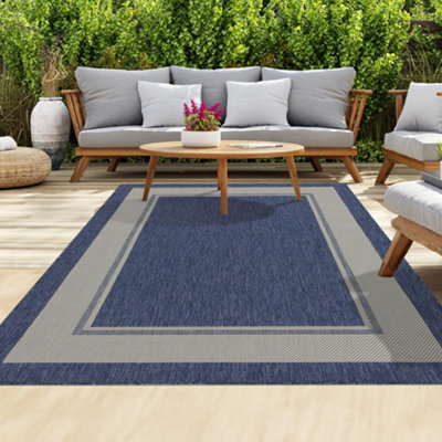 Homeart Outdoor Rugs Easy Cleaning Area Rugs For Balcony,garden,picnic,uv Weather Resistant D.blue Cream, 120 X 170 Cm - image 1