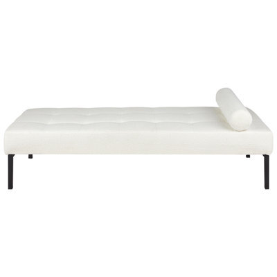 Wyld And Coco Modern White Bouclé Chaise Longue With Metal Legs, W178 X D73 X H41Cm - image 1