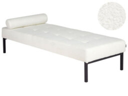 Wyld And Coco Modern White Bouclé Chaise Longue With Metal Legs, W178 X D73 X H41Cm - thumbnail 3