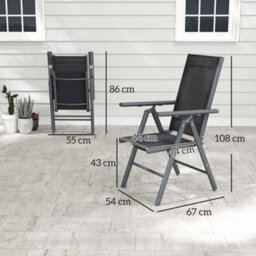 Wyld Haus Disusu Set Of 2 Dark Grey Aluminium Folding Garden Dining Chairs With Breathable Mesh - thumbnail 3