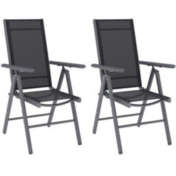 Wyld Haus Disusu Set Of 2 Dark Grey Aluminium Folding Garden Dining Chairs With Breathable Mesh - thumbnail 2
