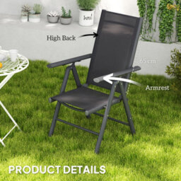 Wyld Haus Disusu Set Of 2 Dark Grey Aluminium Folding Garden Dining Chairs With Breathable Mesh - thumbnail 7