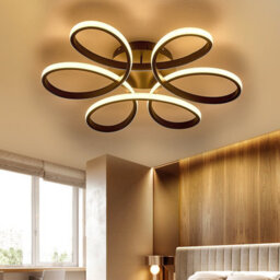 Living And Home Black Modern Curved Linear Acrylic Flush Mount Integrated Led Ceiling Light Fixture Dimmable 74Cm - thumbnail 4
