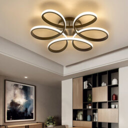 Living And Home Black Modern Curved Linear Acrylic Flush Mount Integrated Led Ceiling Light Fixture Dimmable 74Cm - thumbnail 1