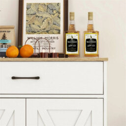2 Doors 1 Drawer / White Storage Console Cabinet With Wooden Top Farmhouse Sideboard - thumbnail 4