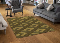 Benjamin Tate Design Black & Gold Striped Triangles Special Soft Home Rug - thumbnail 2