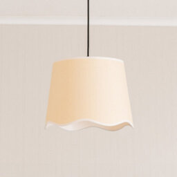 Valuelights Dutton Natural Fabric White Trim Scallop Edge Ceiling Floor Table Large Lamp Shade (D)35Cm