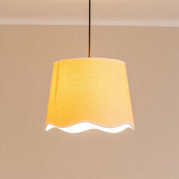 Valuelights Dutton Natural Fabric White Trim Scallop Edge Ceiling Floor Table Large Lamp Shade (D)35Cm - thumbnail 2