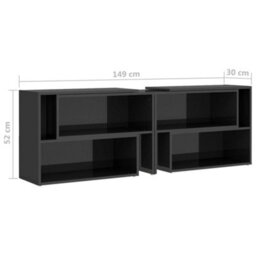 Berkfield Tv Cabinet High Gloss Grey 149X30X52 Cm Engineered Wood - thumbnail 8