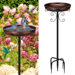 Yepper 35 In Metal Bird Bath For Garden, Vintage Freestanding Birdbaths & Supports, Baths Feeder Bowl Outdoors Patio Yard Lawn - thumbnail 2