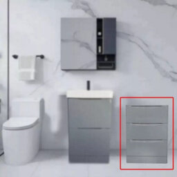 D Pro T Bathrooms 350mm High Gloss Light Grey Floor Standing 3 Drawer Bathroom Smile Storage Unit Soft Close