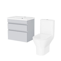Nes Home Matte Grey 600mm Drawers Vanity Unit Wall Hung & Rimless Toilet Set - thumbnail 6