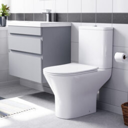 Nes Home Matte Grey 600mm Drawers Vanity Unit Wall Hung & Rimless Toilet Set - thumbnail 3