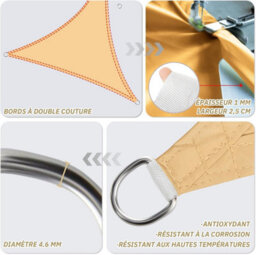 Beige 3X3X3M Triangular Shade Sail Waterproof - thumbnail 2