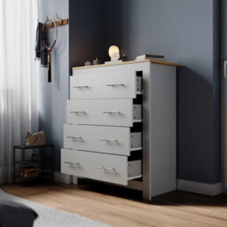 Grey Modern 4 Drawer Chest Storage Bedside Table Cabinet - thumbnail 4