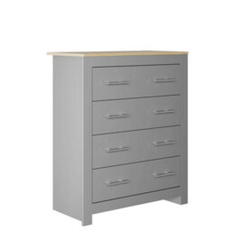 Grey Modern 4 Drawer Chest Storage Bedside Table Cabinet