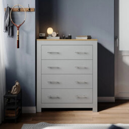 Grey Modern 4 Drawer Chest Storage Bedside Table Cabinet - thumbnail 3