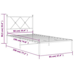 Berkfield Metal Bed Frame Without Mattress With Headboard Black 90X190Cm - thumbnail 8
