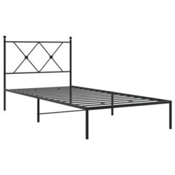 Berkfield Metal Bed Frame Without Mattress With Headboard Black 90X190Cm - thumbnail 3