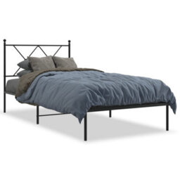 Berkfield Metal Bed Frame Without Mattress With Headboard Black 90X190Cm - thumbnail 2