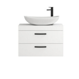 Royal Bathrooms Turin 600mm Wall Mounted Bathroom Vanity Unit With Sink 2 Drawer Gloss White & Cesar Countertop Basin - thumbnail 5