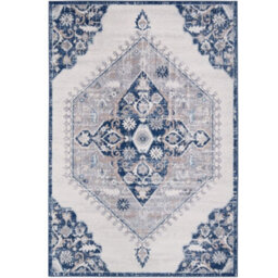 The Rugs Montana Navy Cream Oriental Area Rug And Runner Soft Durable Pet Friendly Easy To Clean Living Room Bedroom 4020 - thumbnail 1