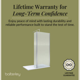 Balterley Contemporary 8mm Fluted Glass Walk In Wetroom Screen And Hinged Return With Chrome Profile And Shower Tray - 1400 X 800mm - thumbnail 6