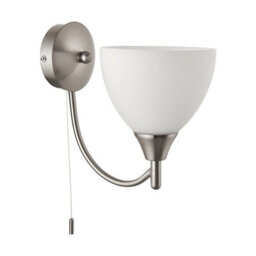 Luminosa Lighting Luminosa Alton 1 Light Wall Light Satin Chrome With Matt Opal Glass Shade, E14 - thumbnail 2