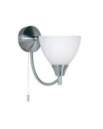 Luminosa Lighting Luminosa Alton 1 Light Wall Light Satin Chrome With Matt Opal Glass Shade, E14 - thumbnail 1