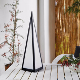 Battery Powered Black Pyramid Lantern Lamp - Weatherproof Metal Freestanding Indoor Outdoor Home Garden Led Light - H45 X 12Cm - thumbnail 2
